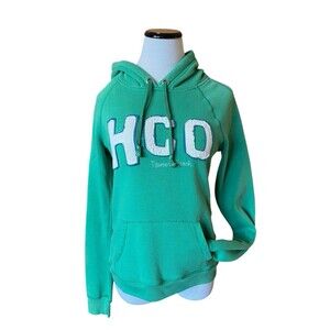 Vintage Y2K Hollister Womens Hoodie Size L Green HCO Logo Newport Beach Pullover